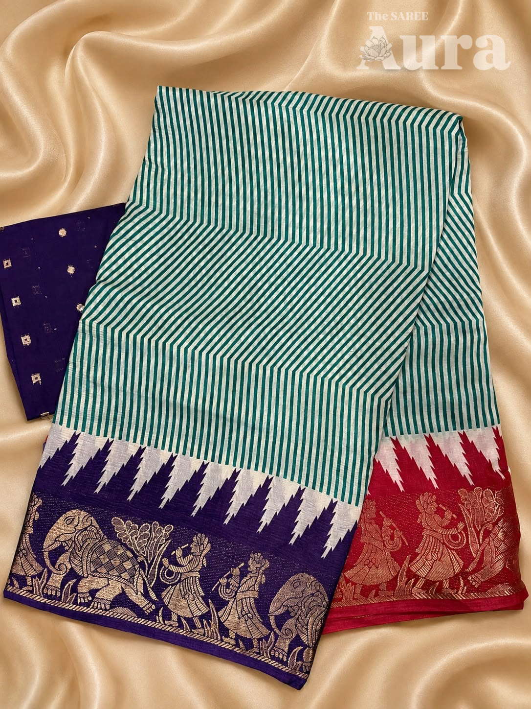 Ojaswi silk saree (Dark Purple and Red)