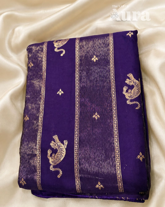 Royal Purple Saree with Tiger Motifs