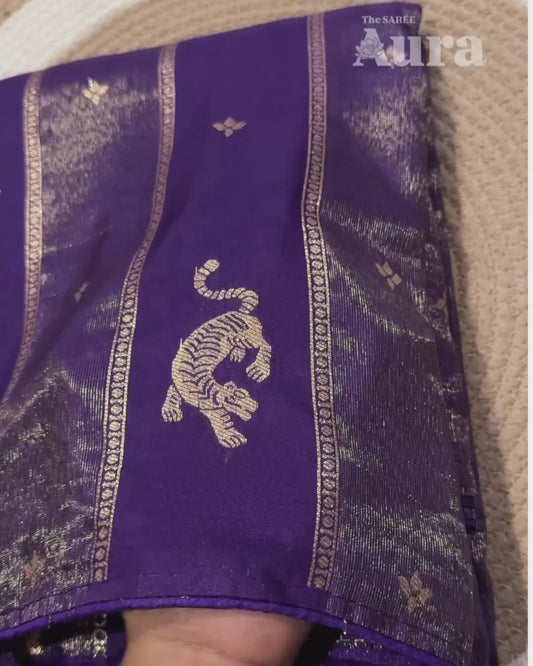 Royal Purple Saree with Tiger Motifs